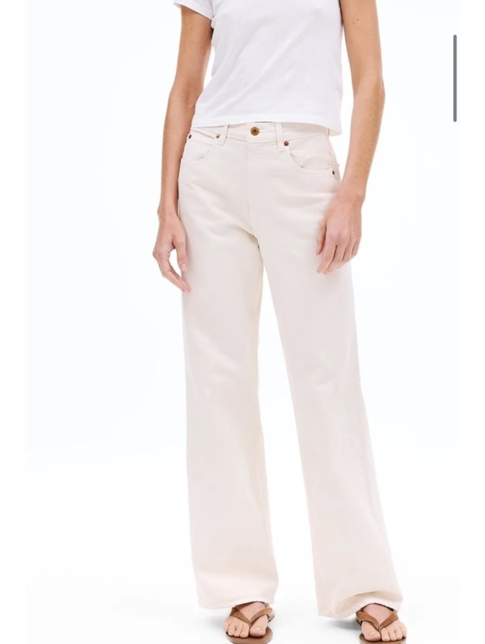 NWT Silvrlake Grace High Rise Wide Leg Jeans Ecru Cream 27